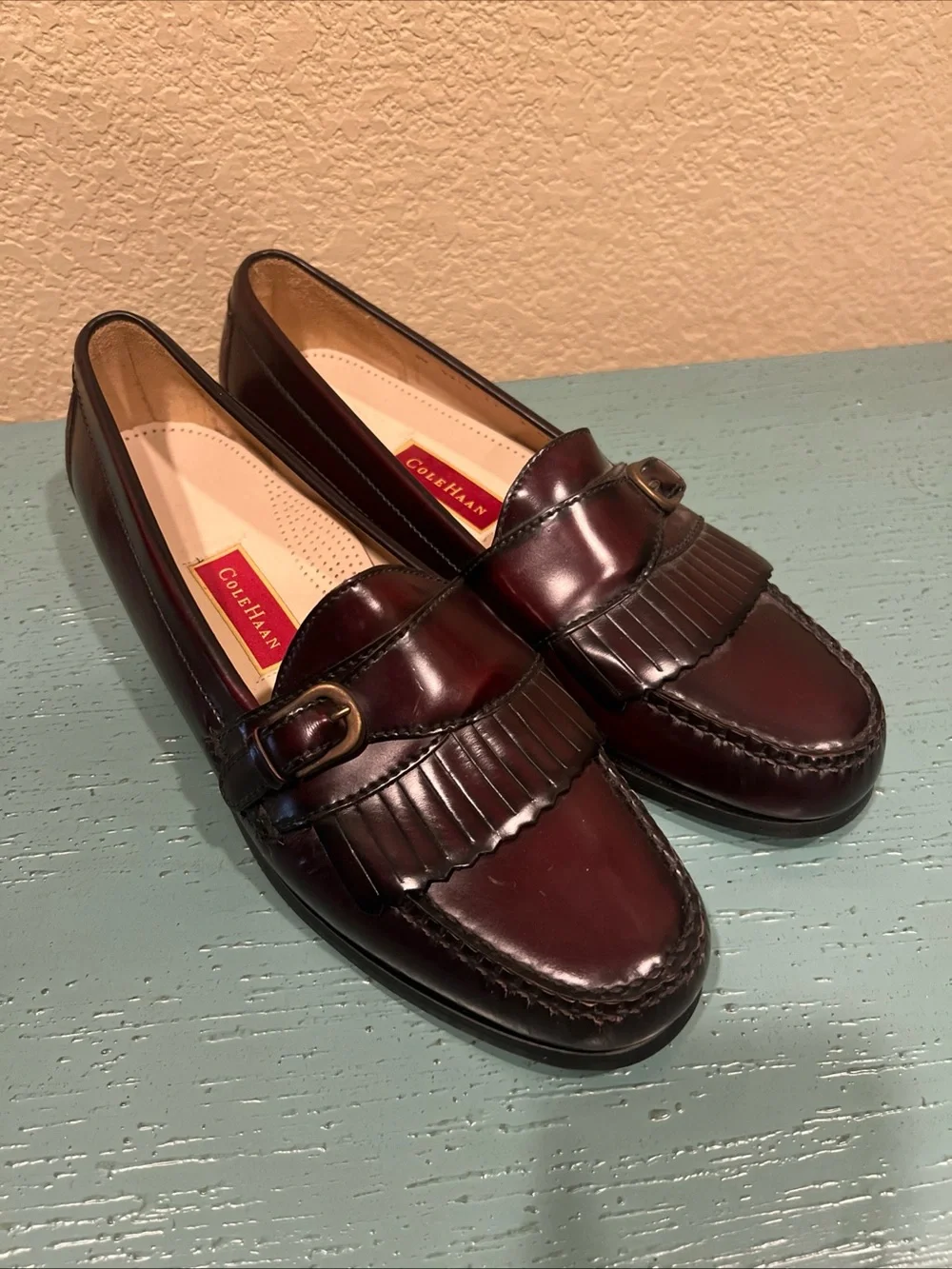 Cole Haan Men’s Brown Kiltie Loafers with Buckle